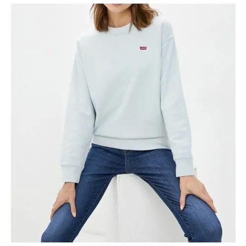 Свитшот Levi's, силуэт прямой, средней длины, трикотажный, размер XXS, голубой