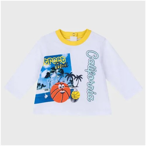 Лонгслив Chicco,  для мальчиков, хлопок, размер 92, белый