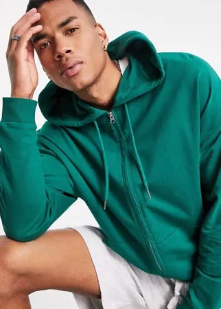 Зеленый легкий oversized-худи на молнии ASOS DESIGN-Зеленый цвет