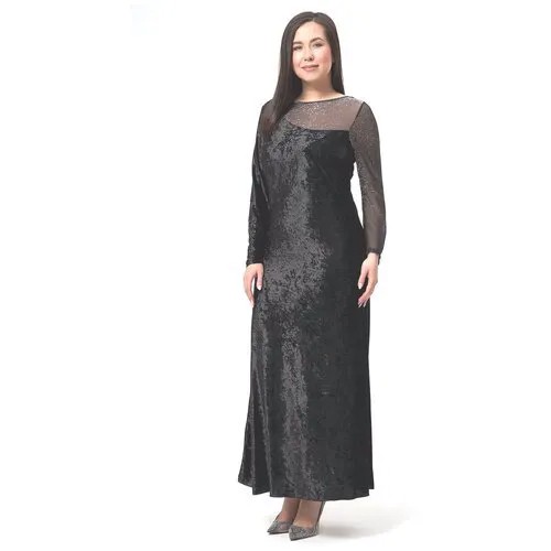 Платье-поло Olsi, вечернее, полуприлегающее, макси, размер 50, черный