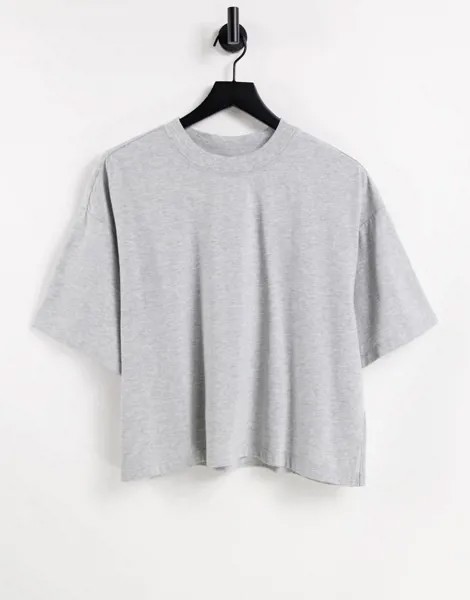 Серая меланжевая футболка в стиле super oversized с разрезом сбоку ASOS DESIGN-Серый