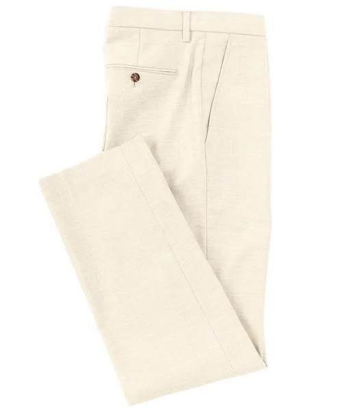 Однотонные классические брюки строгого кроя Perry Ellis с плоской передней частью и штриховкой спереди, бежевый