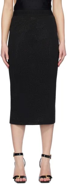 Черная юбка-миди с кристаллами Versace Jeans Couture