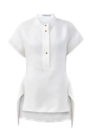 Льняная блуза с рукавами-оборками