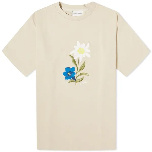 Футболка Drôle De Monsieur Embroidered Flower, цвет Natural Beige