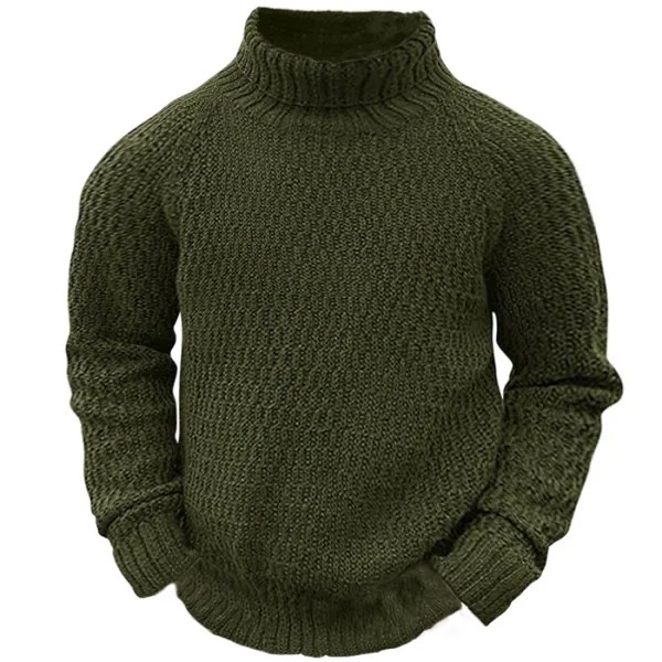 Мужской теплый толстый жаккардовый свитер с высоким воротником