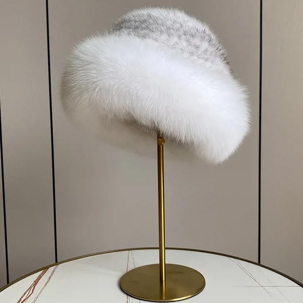 Женская вязаная меховая шапка Pudi из норки и лисы, женский зимний теплый берет, солнцезащитные шапки HF2105