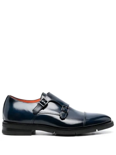 Santoni туфли монки с пряжками, синий
