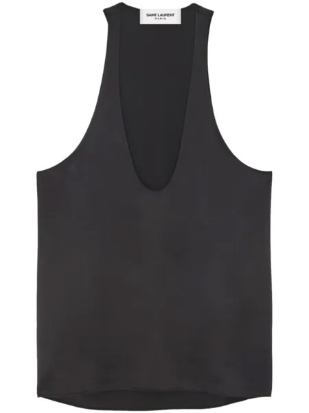 Saint Laurent шелковая блузка без рукавов, черный
