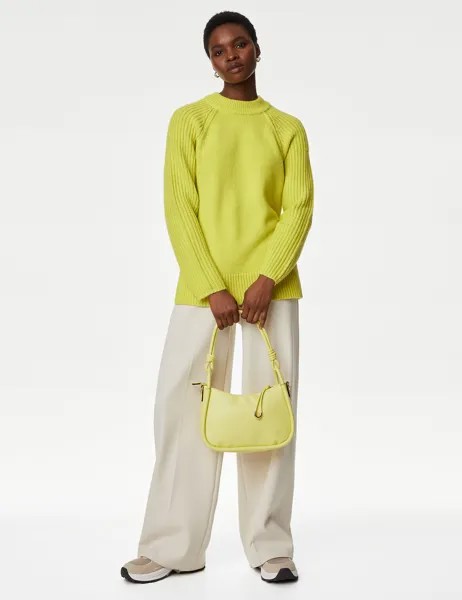 Длинный джемпер в рубчик с круглым вырезом Marks & Spencer