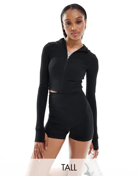 ASOS 4505 Tall – укороченное худи черного цвета в рубчик