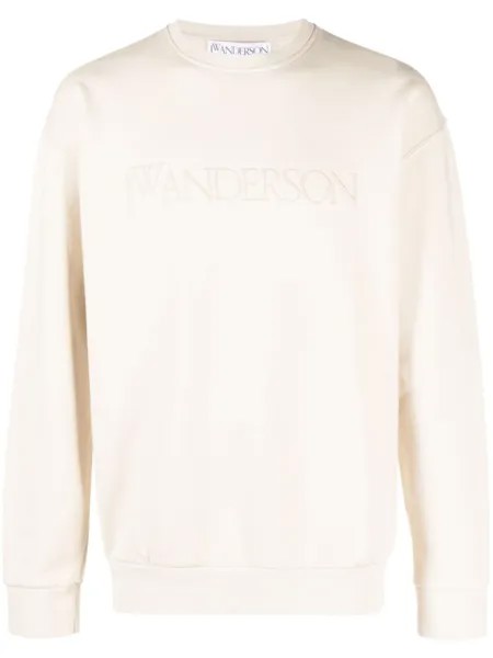 JW Anderson толстовка с вышитым логотипом, нейтральный цвет