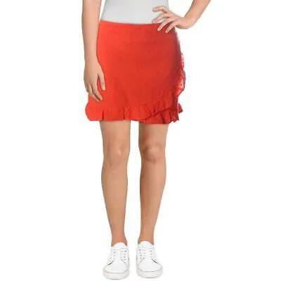 Le Lis Женская красная хлопковая мини-юбка с люверсами и оборками S BHFO 5545