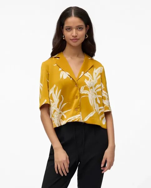 Женская укороченная рубашка с коротким рукавом Vero Moda, золотой