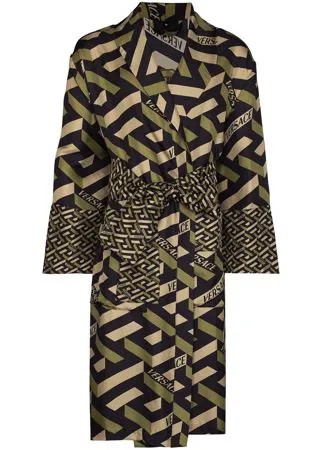 Versace La Greca monogram silk robe