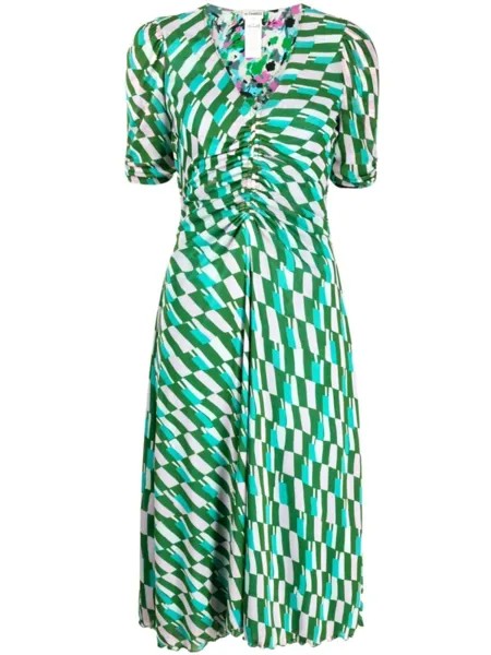 Diane Von Furstenberg платье миди Koren с V-образным вырезом, зеленый