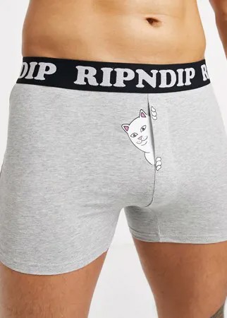 Серые боксеры с принтом кота Нермала RIPNDIP-Серый