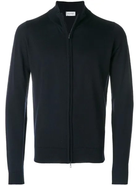 John Smedley кардиган с высокой горловиной на молнии, синий