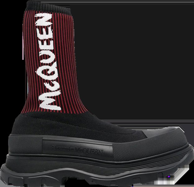 Кроссовки Alexander McQueen Knit Tread Slick Boot 'Graffiti - Black Red', черный