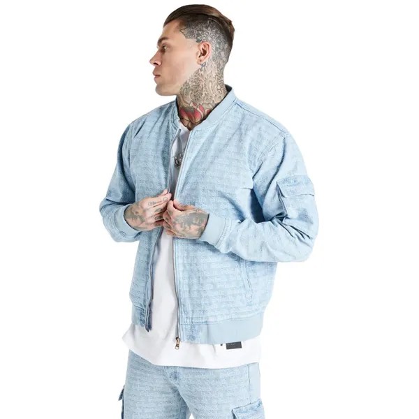 Куртка Siksilk Jacquard Denim Bomber, синий