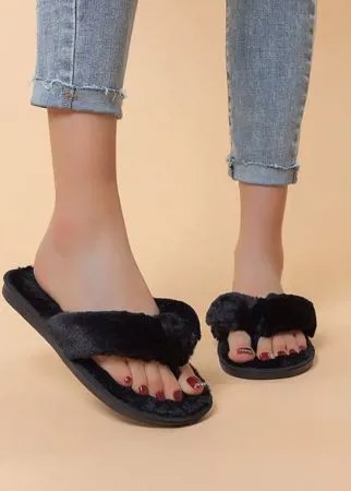 Плюшевые тапочки минималистичный сланцы