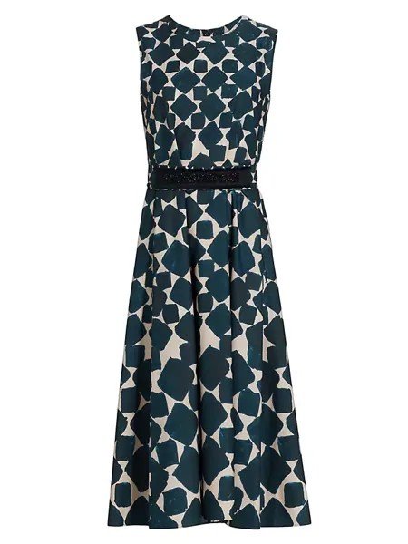 Платье миди Notte с геометрическим узором Max Mara, темно-синий