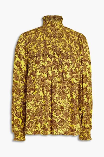 Демиприсборенная блузка из крепа с принтом Rodebjer, желтый
