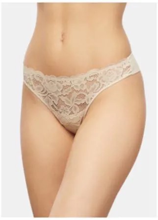 LUI et ELLE Трусы Invisible стринги кружевные бесшовные низкой посадки, размер 3 (M), beige