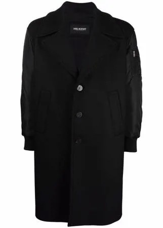 Neil Barrett однобортное пальто с атласными рукавами