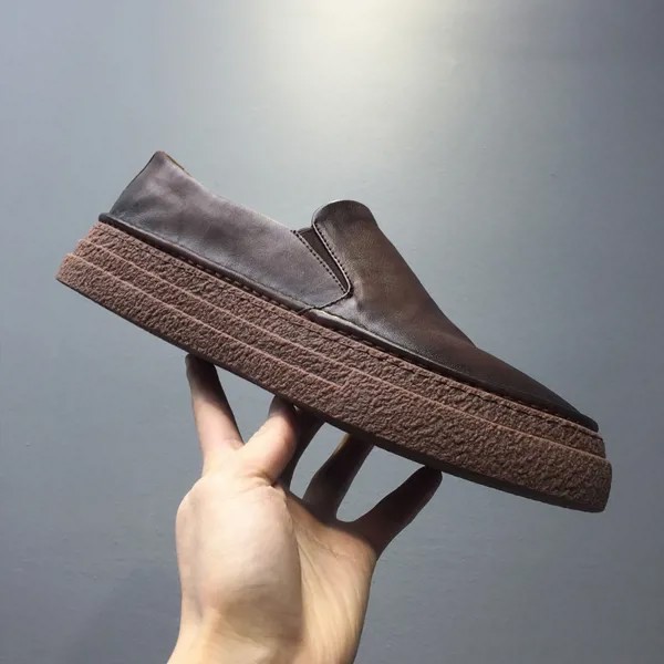 Туфли мужские из натуральной кожи, дышащие лоферы, круглый носок, плоская подошва, повседневная обувь, черные белые коричневые