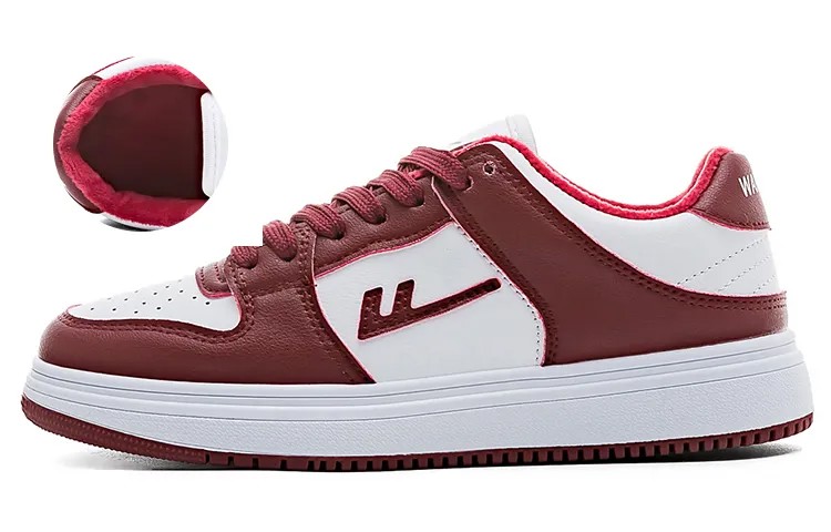 Кроссовки WARRIOR Skateboarding Shoes Women's Low-top Burgundy, цвет Burgundy