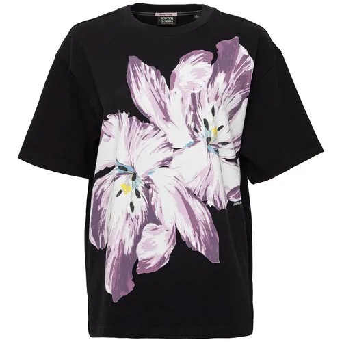 Футболка  SCOTCH & SODA, прямой силуэт, круглый вырез,  размер L, черный