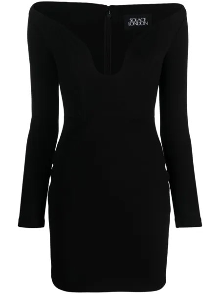 Solace London платье мини Uma с длинными рукавами, черный