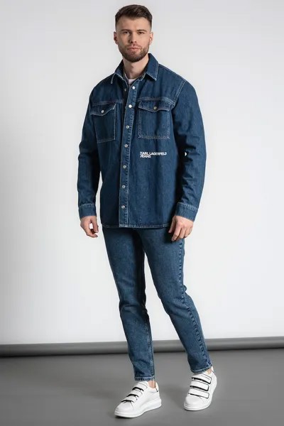Джинсовая куртка-рубашка с карманами Karl Lagerfeld, индиго