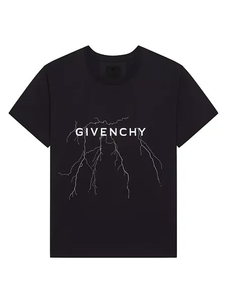 Хлопковая футболка свободного кроя со светоотражающим рисунком Givenchy, черный