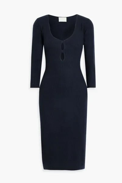 Платье в рубчик с вырезом Michelle Mason, темно-синий