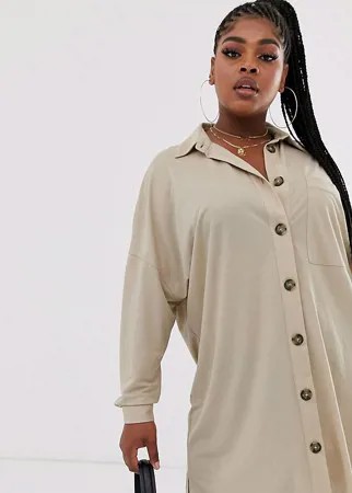 Платье-рубашка в стиле милитари ASOS DESIGN Curve-Зеленый