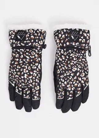 Черные лыжные перчатки с гепардовым принтом Protest-Черный