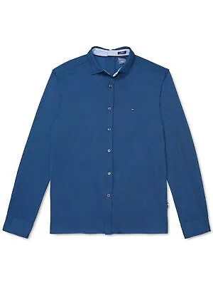 TOMMY HILFIGER Мужская темно-синяя приталенная повседневная рубашка на пуговицах S