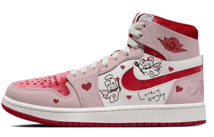 Кроссовки Air Jordan 1 Vintage Basketball Shoes Women's High-top White/red, красный