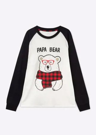 Пижамный лонгслив Papa Bear с мишкой мужской Gloria Jeans