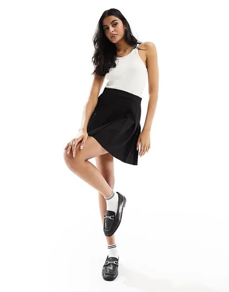 ASOS DESIGN – Элегантная черная мини-юбка со складками