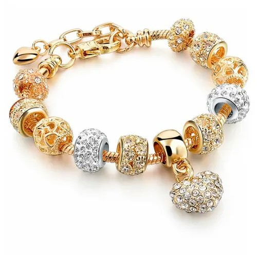 Браслет-цепочка, Swarovski Zirconia, горный хрусталь, кристалл, кристаллы Swarovski, хрусталь, циркон, размер 19 см, золотистый