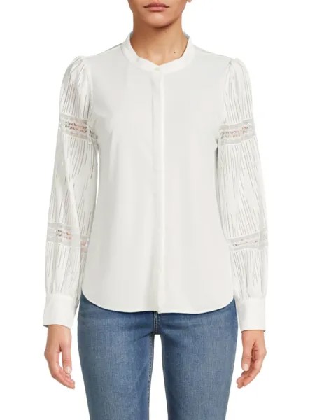 Рубашка с кружевными рукавами Donna Karan, слоновая кость