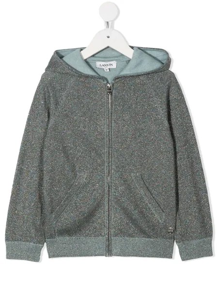 LANVIN Enfant худи на молнии с эффектом металлик