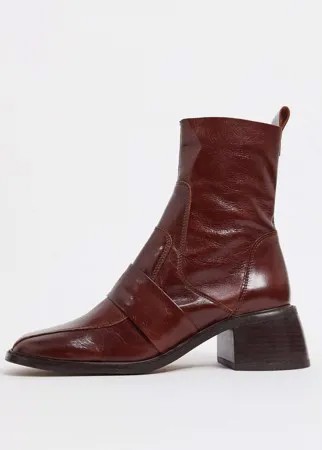 Коричневые кожаные ботинки ASOS DESIGN-Коричневый цвет