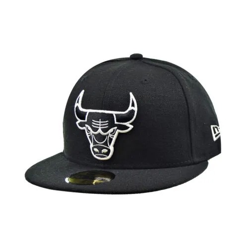 Мужская кепка New Era Chicago Bulls Outline Logo 59Fifty, черно-белая