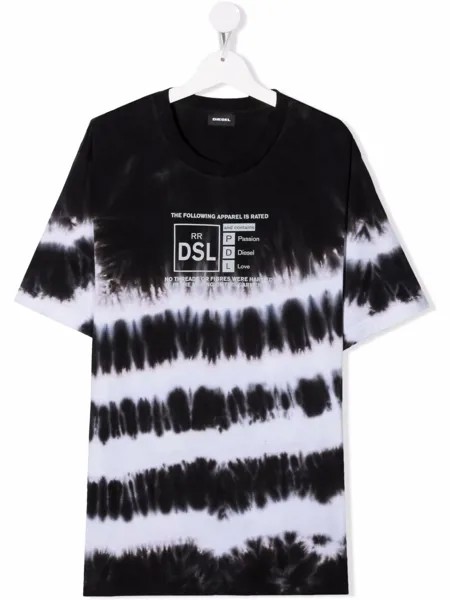 Diesel Kids футболка с принтом тай-дай и логотипом