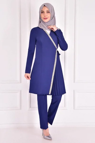 Женская куртка с вышивкой камнями, гребешок цвета индиго, Женская куртка, мусульманская Турецкая одежда, Женская куртка, пальто ASM23640