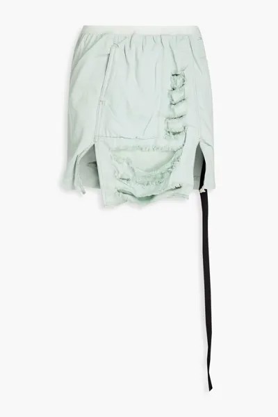 Джинсовая мини-юбка с потертостями Rick Owens, мятный